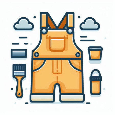 Protective workwear, overalls and tools. Vector illustration.のイラスト素材