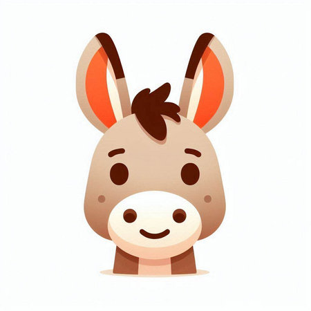 Cute cartoon donkey. Vector illustration isolated on a white background.のイラスト素材