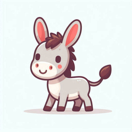Cute cartoon donkey, vector illustration. Cute animal character.のイラスト素材