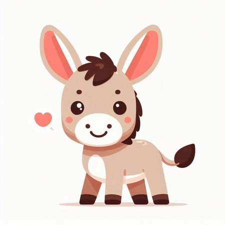 Cute cartoon donkey. Vector illustration isolated on a white background.のイラスト素材