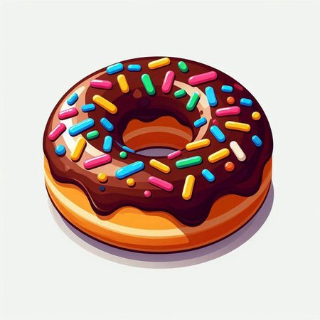 Donut with colorful sprinkles on white background. Vector illustration.のイラスト素材