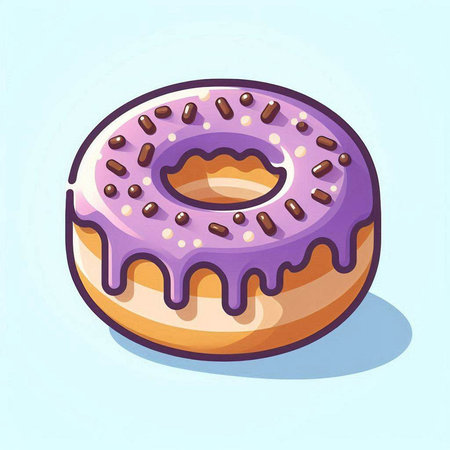 Illustration of a donut with a glaze on a blue backgroundのイラスト素材