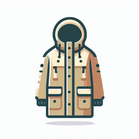 Winter jacket isolated on white background. Vector illustration in flat style.のイラスト素材