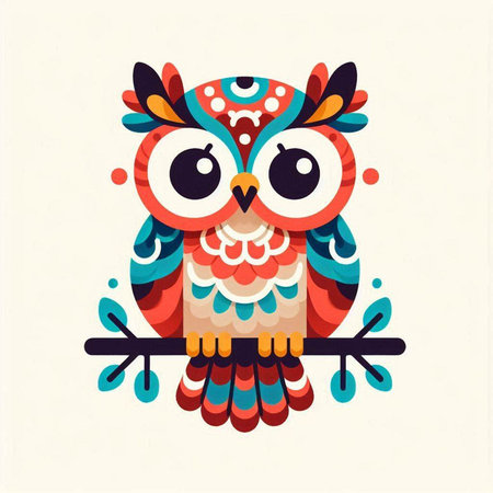 Owl. Vector illustration in cartoon style on a white background.のイラスト素材