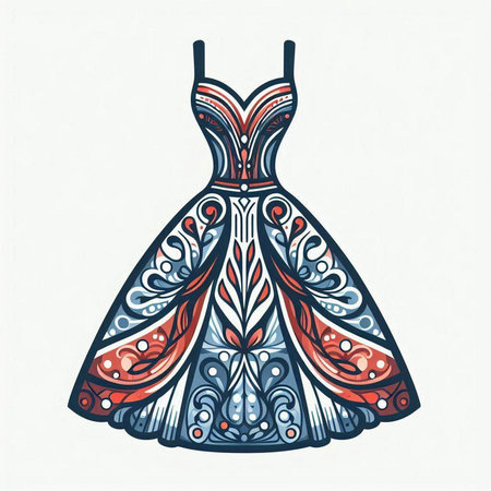 Hand drawn doodle illustration of a beautiful dress. Vector illustration.のイラスト素材
