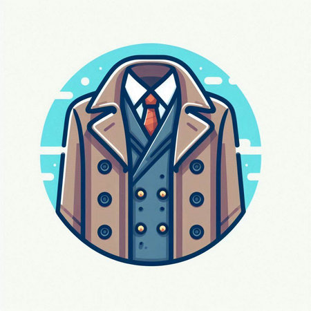 Vector illustration of a coat with a necktie in a circle.のイラスト素材