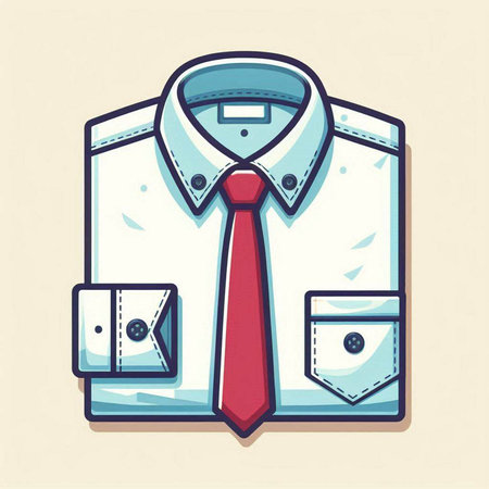 Shirt with necktie, vector illustration in flat design style.のイラスト素材