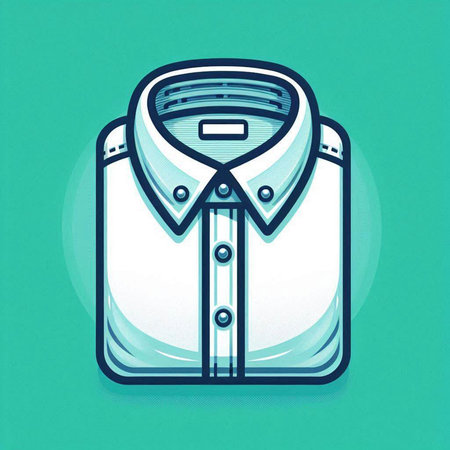 Illustration of a folded shirt on a turquoise background.のイラスト素材