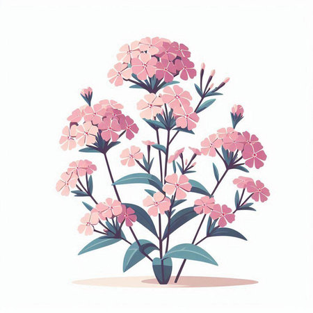 Bouquet of pink hydrangea flowers. Vector illustration.のイラスト素材