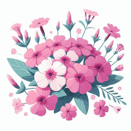 Floral bouquet of pink and white flowers. Vector illustration.のイラスト素材