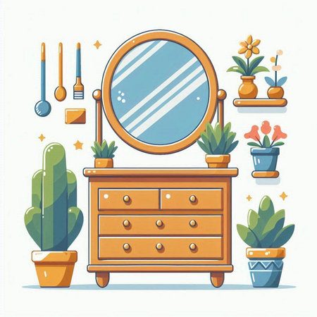 Furniture. Vector illustration in flat style on white background.のイラスト素材