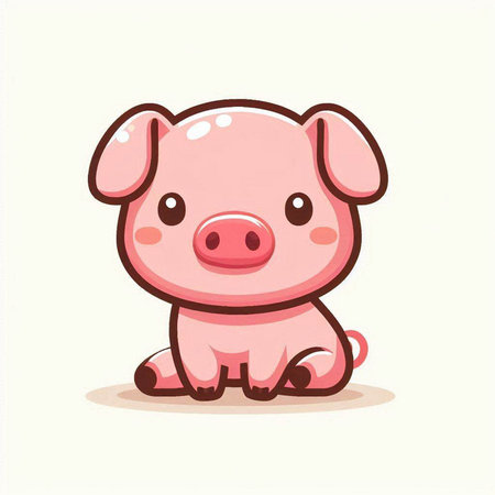 Cute pig cartoon vector illustration. Cute little pig character.のイラスト素材