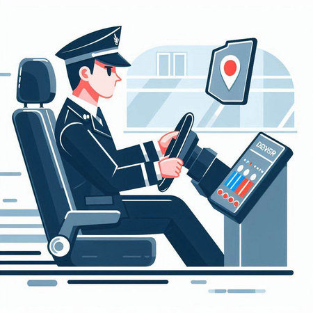 Policeman with a video camera in the airport. Vector illustrationのイラスト素材