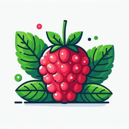 Raspberry fruit icon. Vector illustration in flat style. Isolated on white background.のイラスト素材