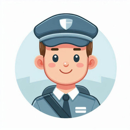 Policeman avatar. Vector illustration in a flat cartoon style.のイラスト素材