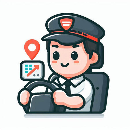 Policeman with Map Pointer and Gps Icon Vector Illustrationのイラスト素材