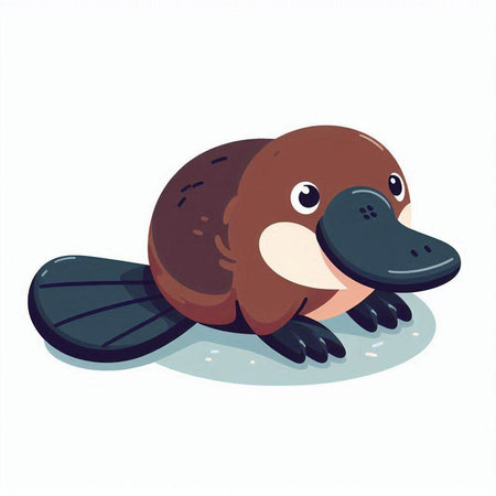 Cute cartoon platypus on white background. Vector illustration.のイラスト素材