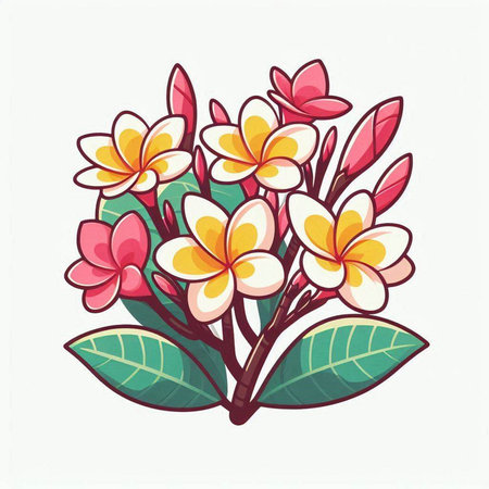 Frangipani flowers isolated on white background. Vector illustration.のイラスト素材