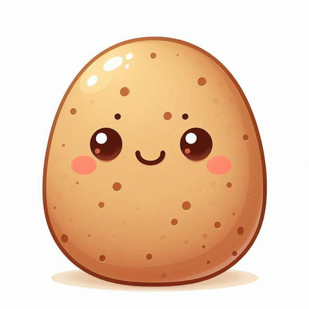 Cute cartoon smiling potato isolated on white background. Vector illustration.のイラスト素材