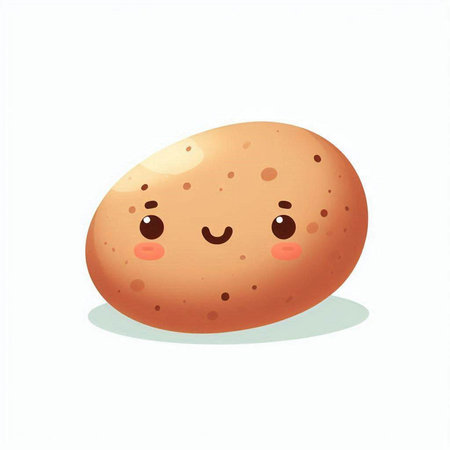 Cute smiling potato. Vector illustration isolated on a white background.のイラスト素材