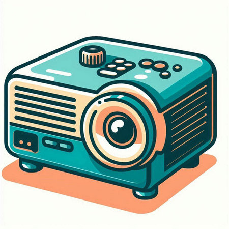 Retro style illustration of a retro cinema camera. Vector illustration.のイラスト素材
