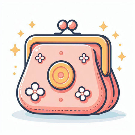 Purse with flowers. Vector illustration in doodle style.のイラスト素材