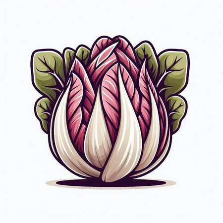 Illustration of a radicchio isolated on a white background.のイラスト素材