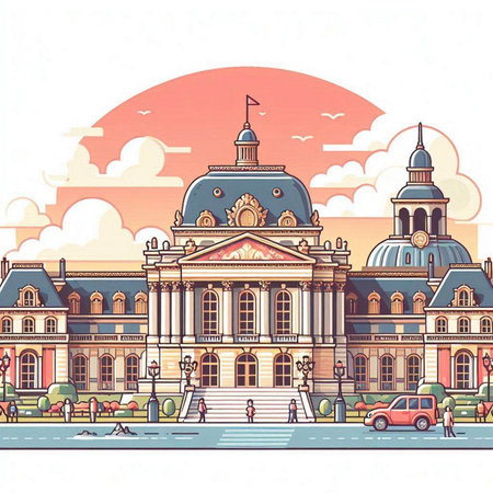Bucharest, Romania. Colorful vector illustration of Bucharest city center.のイラスト素材