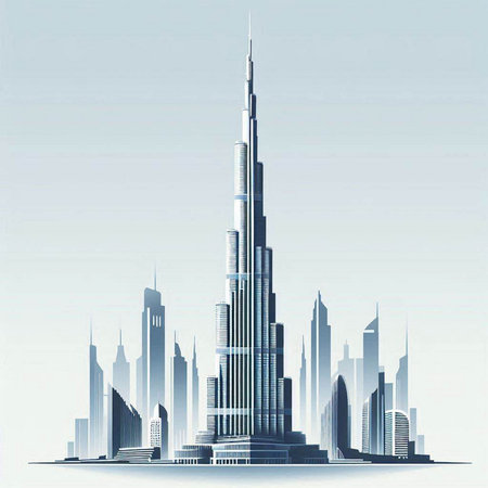 Illustration of the skyscrapers in the city on a white backgroundのイラスト素材