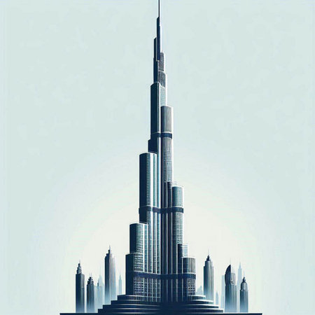 Illustration of skyscrapers in a modern city. Vector illustrationのイラスト素材