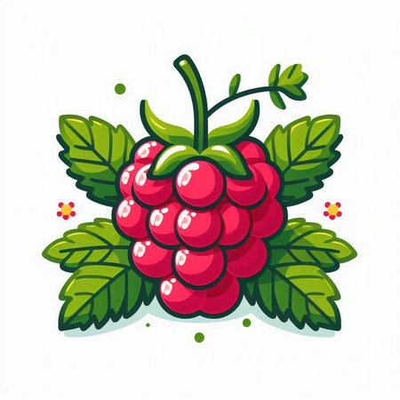 Raspberry. Vector illustration. Isolated on a white background.のイラスト素材