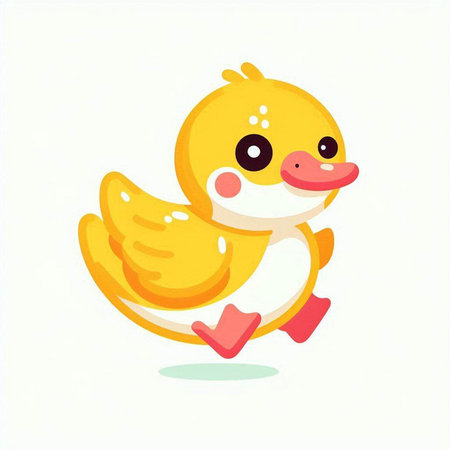 Cute yellow duckling isolated on white background. Vector illustration.のイラスト素材