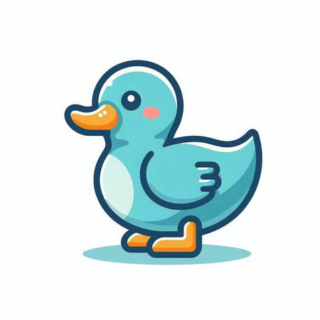 Cute blue rubber duck on a white background. Vector illustration.のイラスト素材