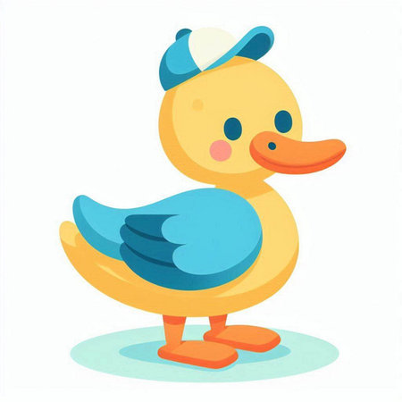 Cute duck isolated on white background. Vector illustration in cartoon style.のイラスト素材