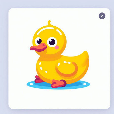 Yellow rubber duck on white background. Cute cartoon vector illustration.のイラスト素材