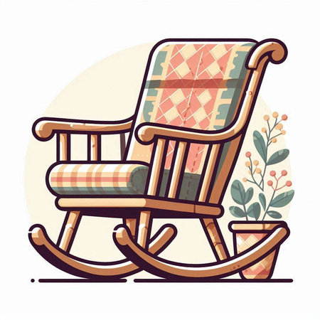 Vector illustration of rocking chair. Isolated on a white background.のイラスト素材