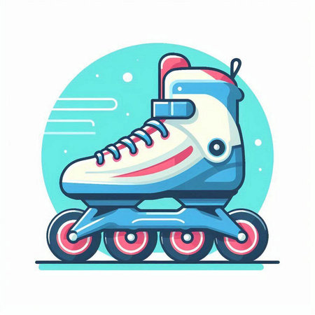 Roller skates icon. Vector illustration in a flat style.のイラスト素材