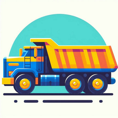 Dump truck. Colorful vector illustration in flat cartoon style.のイラスト素材