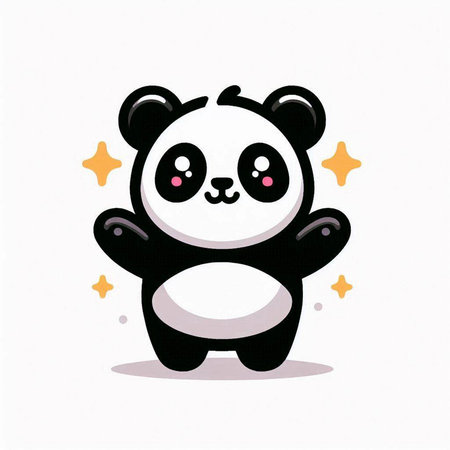 Cute panda cartoon vector illustration isolated on white background. Cute cartoon panda character.のイラスト素材