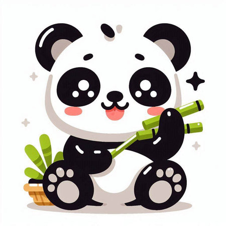 Cute panda vector illustration. Cute cartoon panda.のイラスト素材