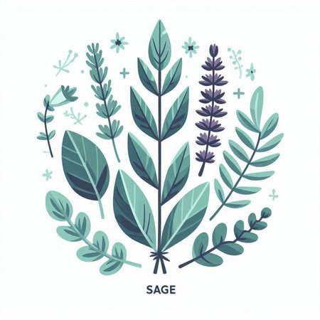 Set of vector herbs and flowers in flat style. Vector illustration.のイラスト素材