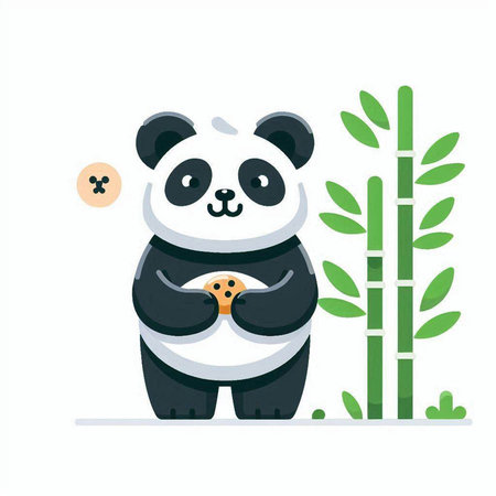 Cute panda cartoon character in flat design. Vector illustration.のイラスト素材