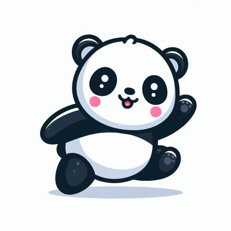 Cute cartoon panda. Vector illustration isolated on white background.のイラスト素材
