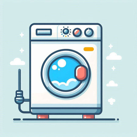 Washing machine icon in flat style. Laundry vector illustration.のイラスト素材