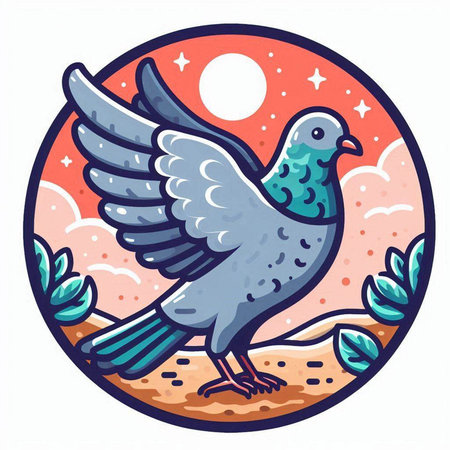 Pigeon in the desert. Vector illustration in cartoon style.のイラスト素材