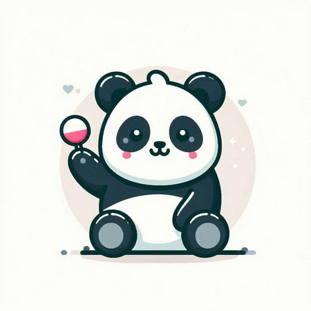 Cute panda vector illustration. Cute panda cartoon character.のイラスト素材