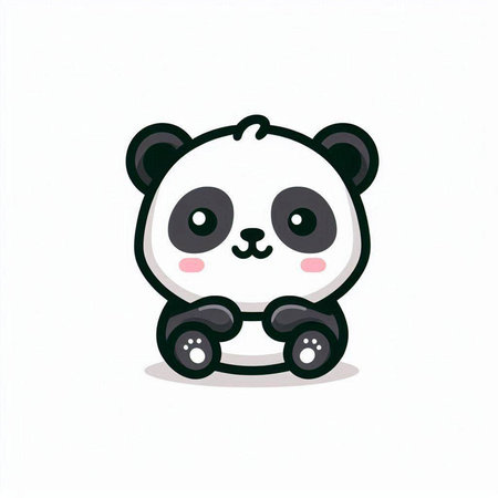 Cute panda bear cartoon character isolated on white background. Vector illustration.のイラスト素材