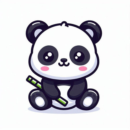 Cute panda bear sitting on scooter. Vector illustration.のイラスト素材