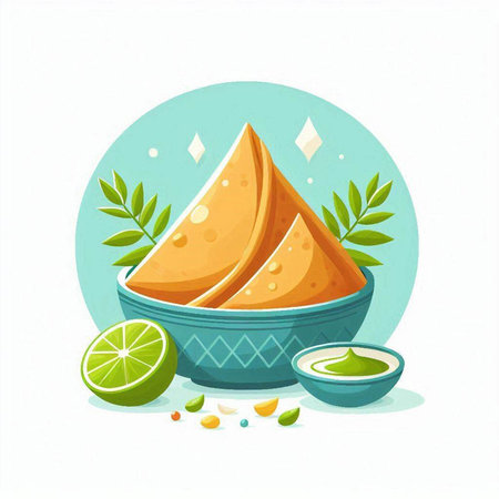 Mexican food vector illustration. Traditional mexican nachos with lime and tequila.のイラスト素材