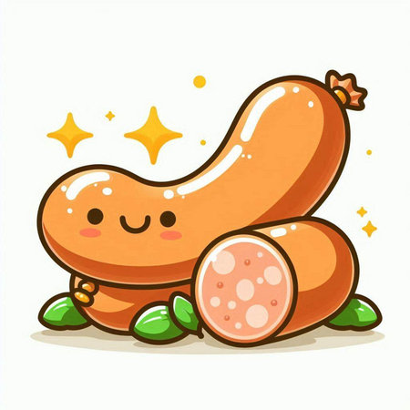 Illustration of a Smiling Smiling Sausage Cartoon Characterのイラスト素材